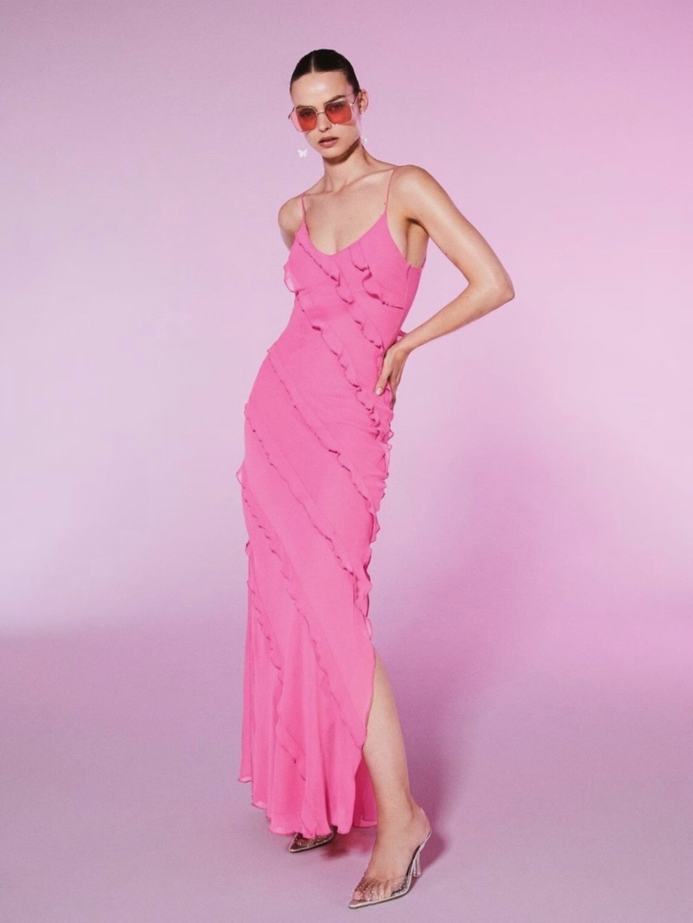 Pink Ruffle Chifon gown - Picture 6 of 6